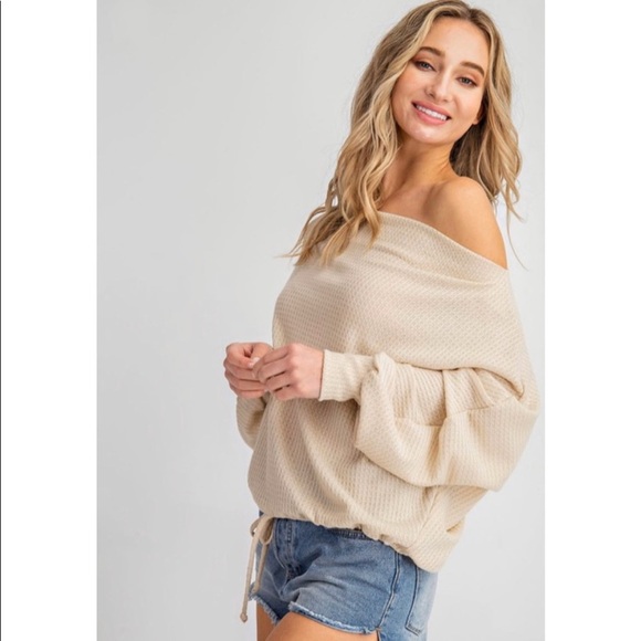🛍NEW! Oatmeal Waffle Knit Top! - Picture 4 of 5